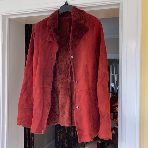 Lightly worn suede and Spanish lamb shearling jacket - Picture 1 of 5